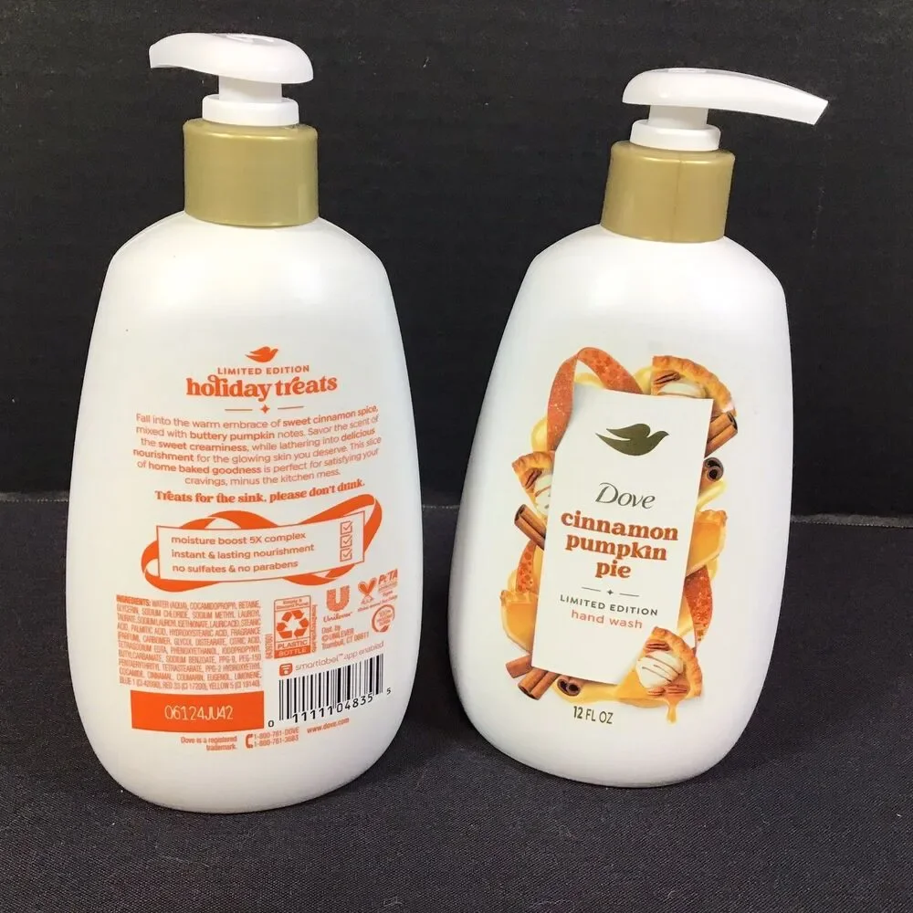 Dove Holiday Treats Limited Edition Cinnamon Pumpkin Pie Hand Soap 12oz Lot of 2
